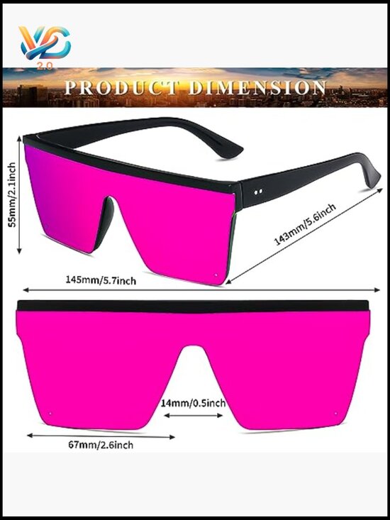 3 Pack Oversized Square Sunglasses Thick Frame Big UV400 Protection Large Flat